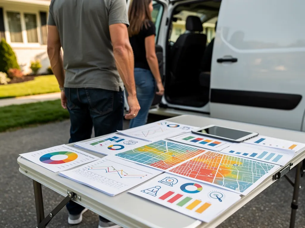 Consultant reviewing a local visibility audit report with a contractor